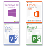 Windows 10 Professional + Visio 2019 Professional + Project 2019 Professional + Office 2019 Professional Plus License for 3 devices