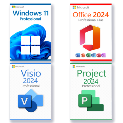 Windows 11 Professional + Project 2024 Professional + Office 2024 Professional + Visio 2024 Professional License for 3 devices